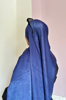 Turkish Satin Cotton Hijab  -  Navy blue