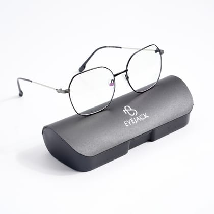 EyeJack DISK Black Geometric Eyeglasses for Men & Women (128611CL224-C1)