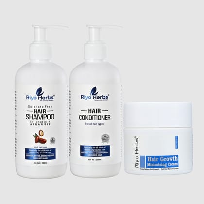 Hair Growth Minimizing Cream, Hair Shampoo (Argan) & Hair Conditioner Combo