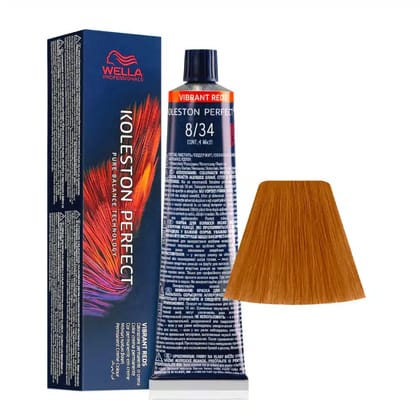 Wella Koleston Perfect Vibrant Light Blonde Golden Red Hair Color 8/34 60g