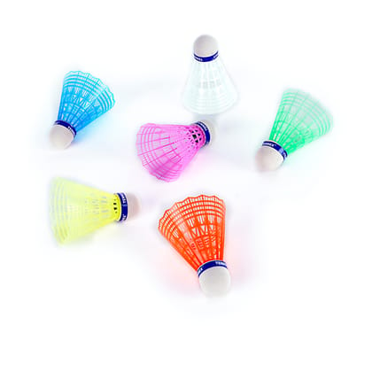 Badminton Plastic Shuttlecock (Pack of 6)-Rainbow