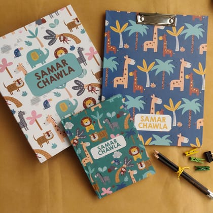 School Set  - Its a Jungle-Set of 3 - Folder + Clipboard + Note book