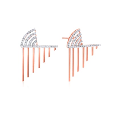 Senco Gold 18K Rose Gold Fashionable Descends Diamond Studs Earrings (Gold Weight - 5.8 g / 0.66 carat / HI-SI)