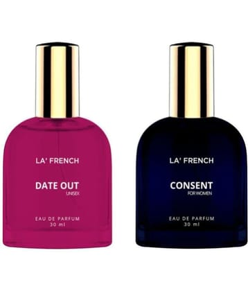 LA FRENCH Date Out & Consent Eau De Parfum (EDP) For Unisex  60ml  ( Pack of 2 )