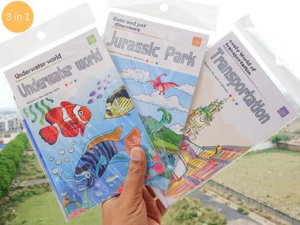 Wishluck's Set of 3 Compact Drawing Books with 6-Color Strip-Buy 1 Get at 599