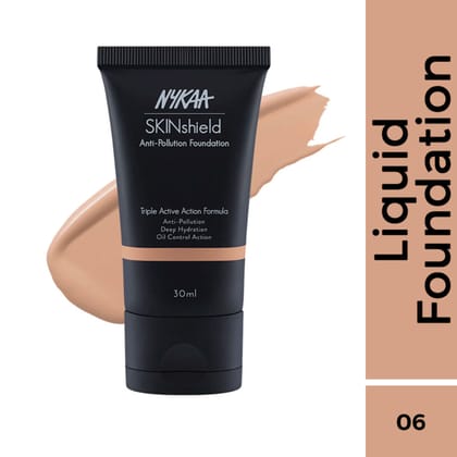 Nykaa SkinShield Anti-Pollution Matte Foundation for Oily Skin - Warm Nude-06 (30ml)