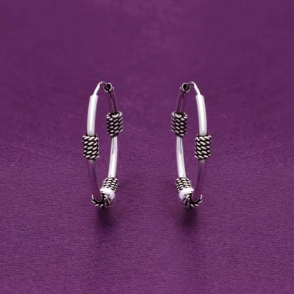 Sterling Twisted Oxidized Silver Hoops Earrings-None / Oxidised Silver