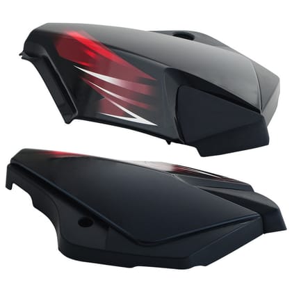 Side Panel / Side Cowl Set Fit For TVS StarCvti 110 Cc New Model Black (Red Sticker)