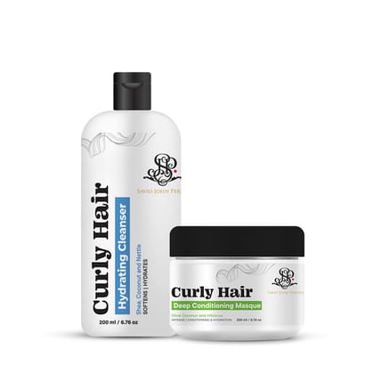 Curly Hair Mask & Hydrating Cleanser Combo by Savio John Pereira. Shea Butter & Coconut. Pack of 2.-Curly Hair Mask & Hydrating Cleanser Combo | Shea Butter & Coconut | Created by Savio John Pere