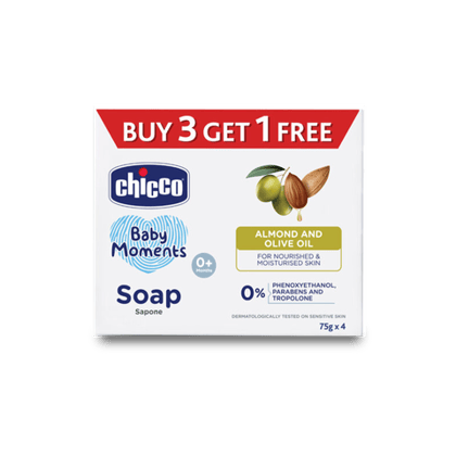 Chicco Baby Moments Soap (Buy 3 Get 1 Free Each 75G), 300 gm Box