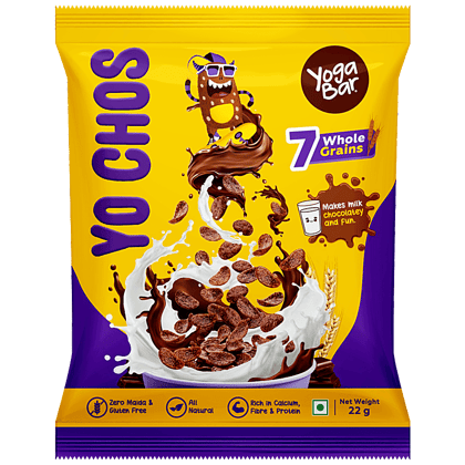 Yoga Bar Yo Chos Choco Cereal - No Maida, Rich In Protein, Gluten Free, Healthy Breakfast, 22 g Pouch