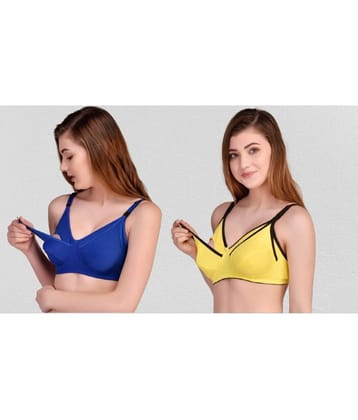 Zourt - Multicolor Cotton Solid Women's Maternity Bra ( Pack of 2 ) - 34B