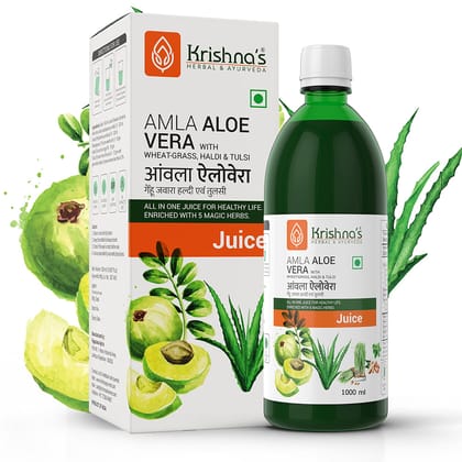 Amla Aloe Vera Wheat grass Haldi Tulsi Juice-1000 ml | Pack of 1