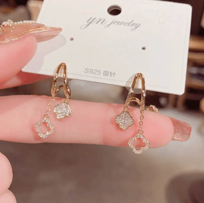 Crystal Gold Eardrop Hoop earrings