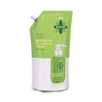 Godrej Protekt Liquid Handwash Refill - Germ Fighter, Aqua, Keeps Skin Hydrated, 725 ml Pouch