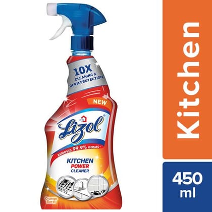 Lizol Kitchen Power Cleaner Liquid Spray - Kills 99.9% Germs, 450 ml