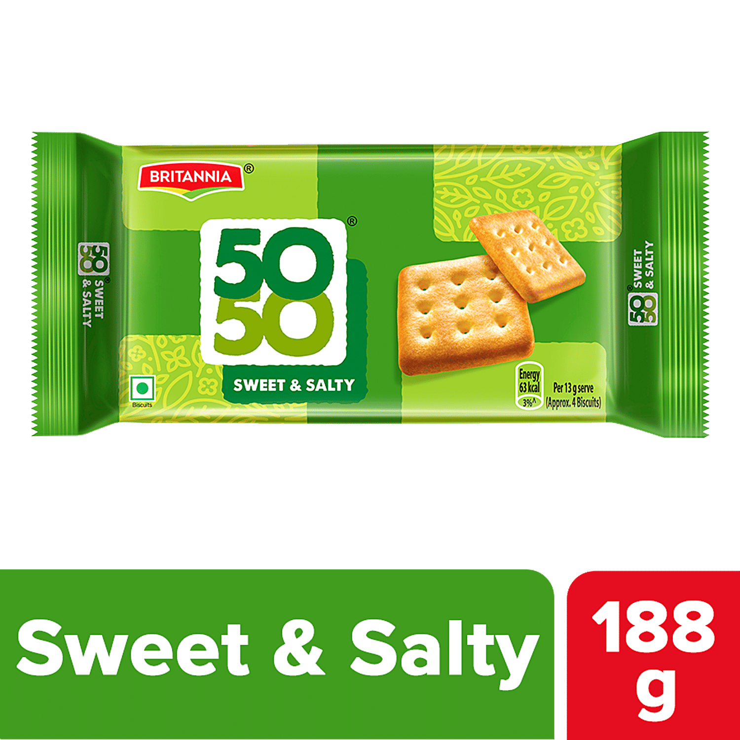 Britannia 50-50 Sweet & Salty Biscuit - Light, Crispy, Ready To Eat, 188 G