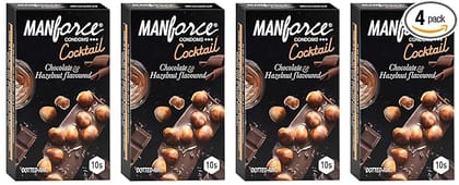 Manforce Cocktail Condoms (Dotted-Rings) Hazelnut & Chocolate Flavoured 10 Pcs x Pack of 4