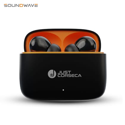 JUST CORSECA Soundwave Earbuds with Type C Charging  ANC  ENC Model  Low Latency Bluetooth 5.3  IPX4 Water Resistance  Smooth Touch Controls-JUST CORSECA Soundwave Earbuds with Type C Charging | 