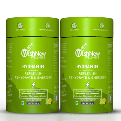 WishNew Wellness HydraFuel: Prime Electrolyte Energy Workout Drink Mix | Get Daily Hydration & Instant Energy Boost | Lemon & Lime Flavor with natural Sweetness| 20 Sachets | Suitable for Men & W