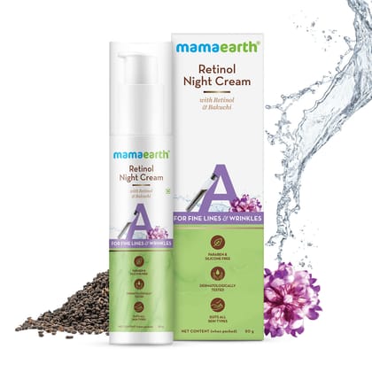 Mamaearth Retinol Night Cream With Retinol & Bakuchi For Fine Lines & Wrinkles-50g