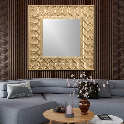 Ornate Vine Designer Wall Mirror-Width 36 Inches & Height -  36 Inches / Metal & Glass / Available