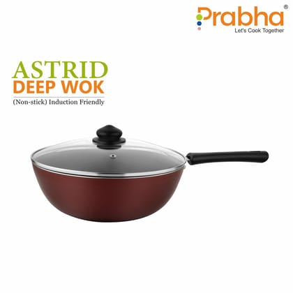 Astrid Nonstick Deep Wok With Glass Lid-24CM / 2.6 Litre