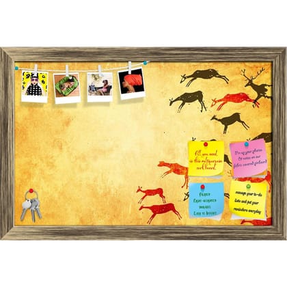 ArtzFolio Primitive Person Artwork D1 Printed Bulletin Board Notice Pin Board Soft Board | Framed-Pin Board; Antique Gold Frame / 18.2inch x 12inch (46.2cms x 30.5cms)