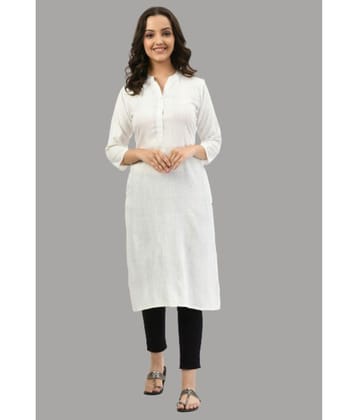 MAURYA - White Cotton Women's Straight Kurti ( Pack of 1 ) - None