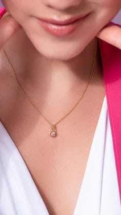 Evai Solitaire Silver Pendant with chain | 22KT Gold Vermeil-Yellow Gold / 16 inches