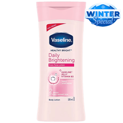 Vaseline Healthy Bright Daily Brightening Even Tone Body Lotion - Radiant Skin + Vaseline Jelly, Vitamin B3, Triple Sunscreens, 100 Ml