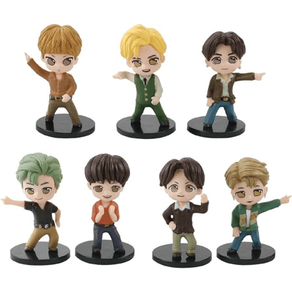 BTS Tiny Tan Chibi Dynamite Dancing Figures - Set of 7 - 8 cm