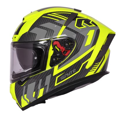 Ignyte IGN-4 Atomixx ISI/DOT Certified Full Face Graphic Helmet with Outer Anti-Fog Clear Visor and Inner Smoke Sun Shield (Glossy Fluo Neon Grey)-Medium 580 MM