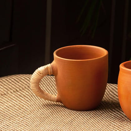 'Cane Heirloom' Tea & Coffee Mug in Terracotta (400 ml, Microwave Safe)