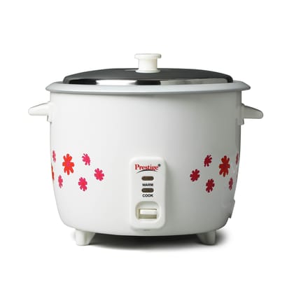 Prestige PRWO 1.8-2 Electric Rice Cooker 1.8L with Close Fit Lid (White, Red)