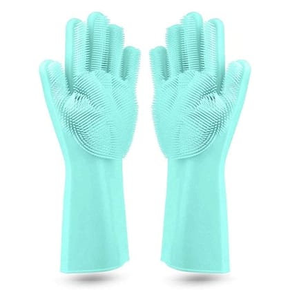 SMARTCAM Silicone Dish Washing Gloves, Silicon Cleaning Gloves, Silicon Hand Gloves for Kitchen Dishwashing and Pet Grooming, Great for Washing Dish, Car, Bathroom (Multicolour)