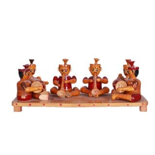 Lepakshi Handicrafts Etikoppaka Sannai Melam 6 Dolls Set - Handcrafted Traditional Wooden Decor and Gift (Multicolor, 12.5 x 4.5 x 3.5 Inches)