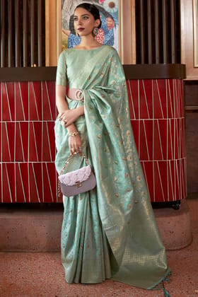 Summer Green Zari Woven Banarasi Silk Saree