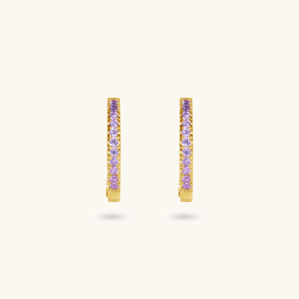 Amethyst Hoops  - 18K Gold Plated