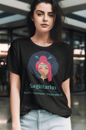 Sagittarius- Stylish and Charismatic Zodiac Women's cotton Tee-S / Black