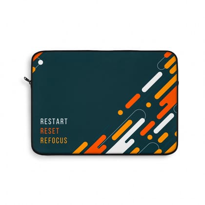 Restart Reset Refocus Laptop Sleeve (Macbook, HP, Lenovo, Asus, Others)-13" (13 x 10.5 inches) / Black