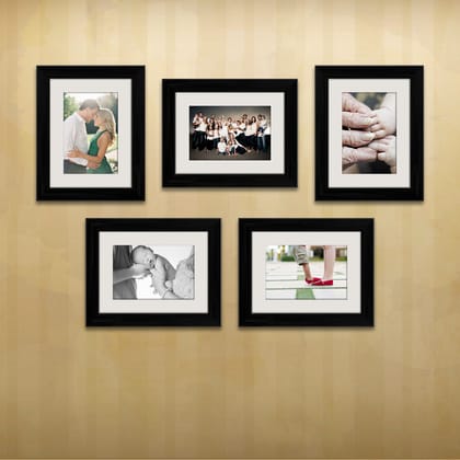 Wall Photo Frame D512 Wall Photo Frame-Black Frame / Set of 5 Units With Mat | 6x8inch