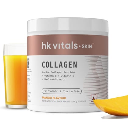 HealthKart HK Vitals Skin Radiance Collagen Powder 200g with Biotin, Vitamin C, E, Sodium Hyaluronate for Healthy Skin, Hair, Nails.-HealthKart HK Vitals Skin Radiance Collagen Powder, Marine Col