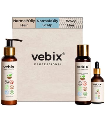 VebixProfessional Customised HairFall Control Regimen- 3 Ayurvedic Product Kit For All Hair - Lotus AntiHairfall Shampoo, Neem AntiHairfall Hair Oil & Aloe Vera Hair Booster Serum