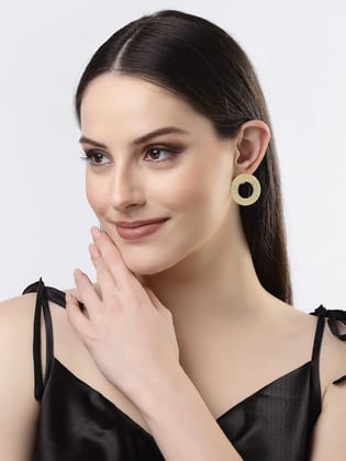 NVR Women Gold-plated Cut Out Circle Drop Earrings-Onesize / Gold / Alloy