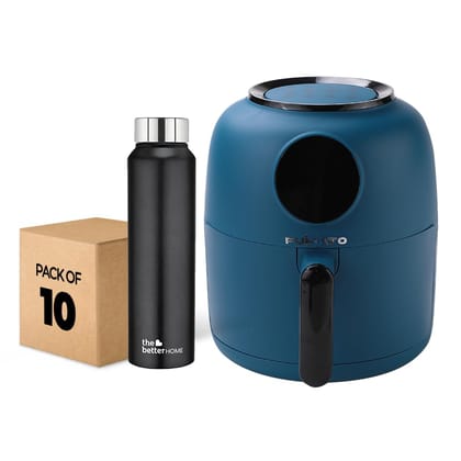 The Better Home FUMATO Aerochef Air fryer With Digital Touchscreen Panel 4.5L Blue  Stainless Steel Water Bottle 1 LitrePack of 10 Black-The Better Home FUMATO Aerochef Air fryer With Digital Tou