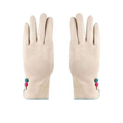 Designer Winter Gloves For Women - Off White