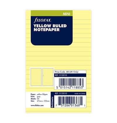 Yellow Ruled Notepaper Mini Refill