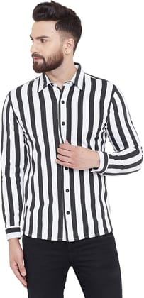 Gritstones Men Striped Casual White, Black Shirt