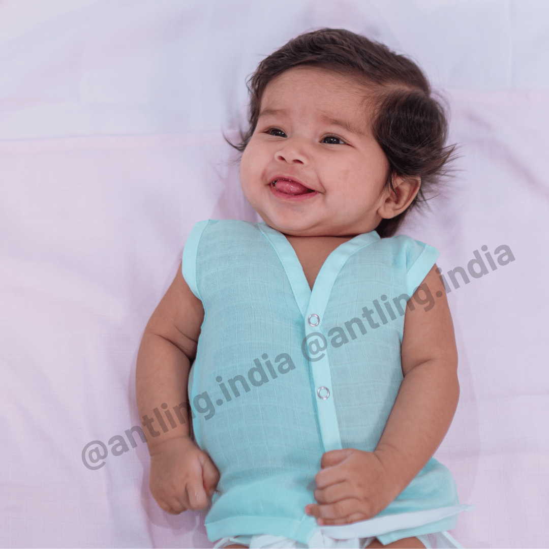 Muslin Jabla - Soft Cyan-Newborn